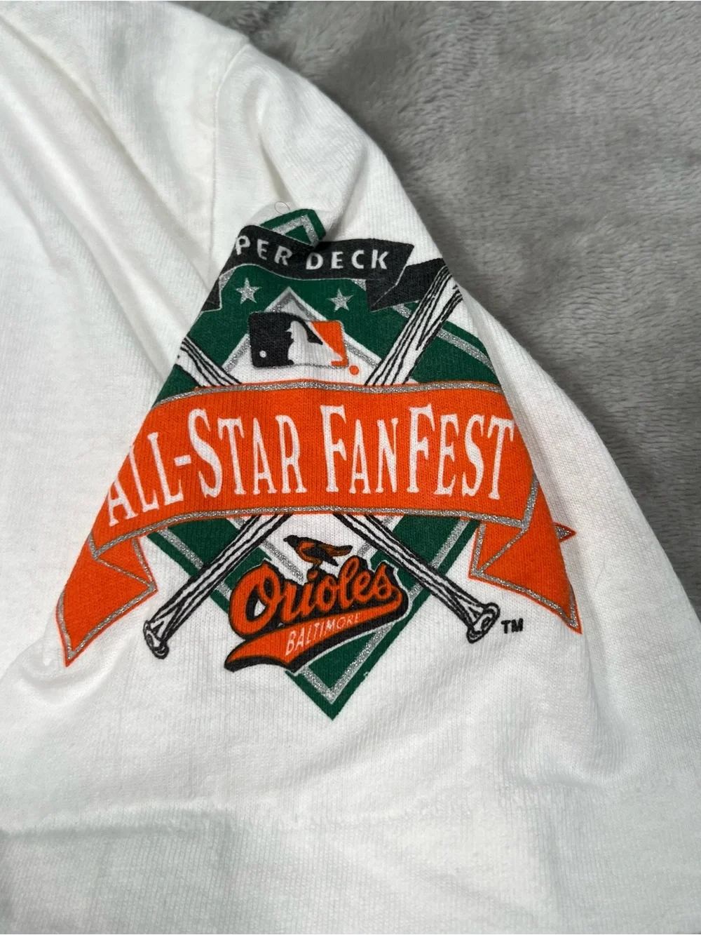 Vintage Baltimore Orioles Fan Fest Tee Mens XL White 1993 Summer Classic Comic